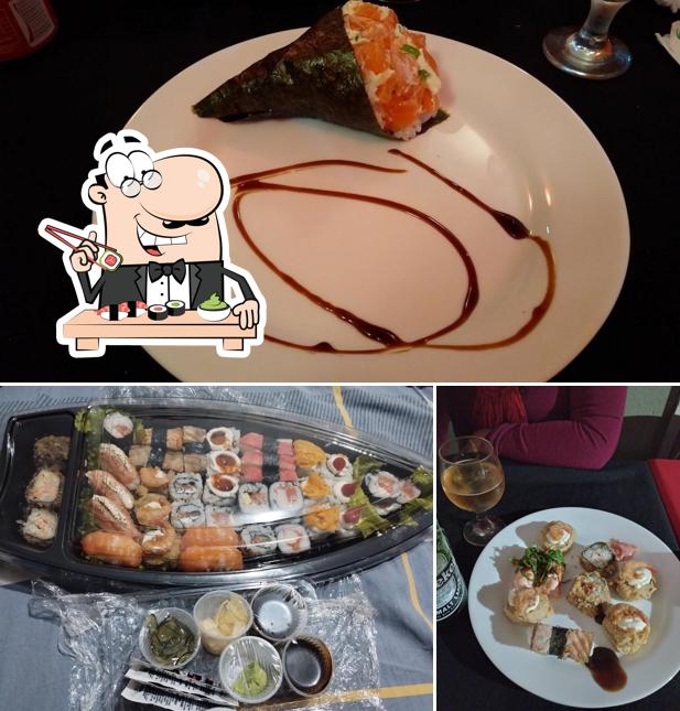 Rolos de sushi são disponibilizados no Eby Sushi