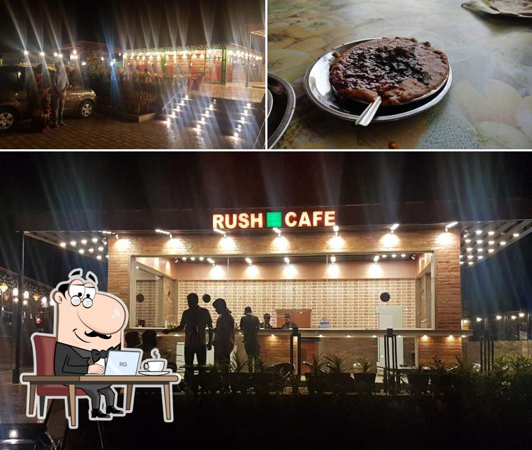 The restaurant's interior and food