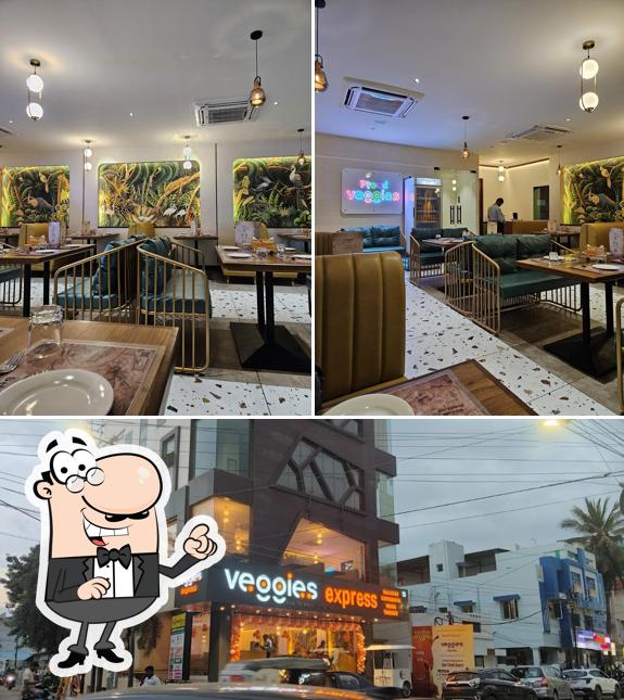 The photo of interior and exterior at Veggies Express