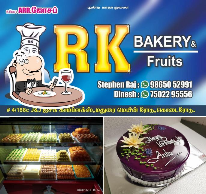 Food at RK bakery and Fruits