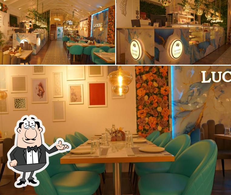 Take a seat at one of the tables at Luckies Cafe & Bakery