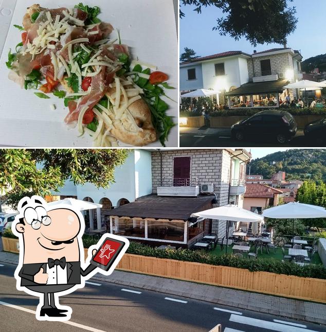Questa è la immagine che mostra la esterno e cibo di Bar-Pizzeria "La Siesta" di Francesco Vasa