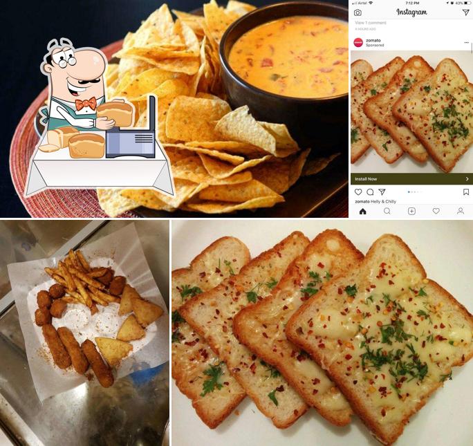 Garlic bread at Helly & Chilly