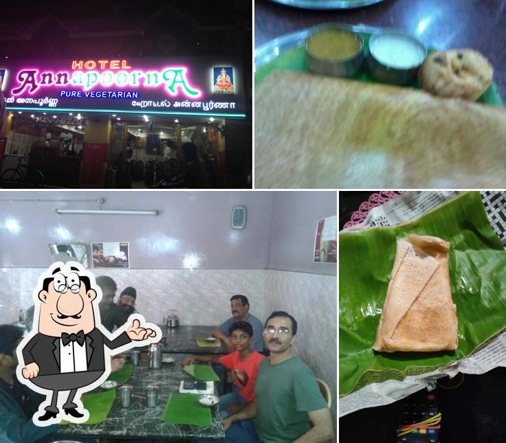 The interior of Annapoorna veg restaurant