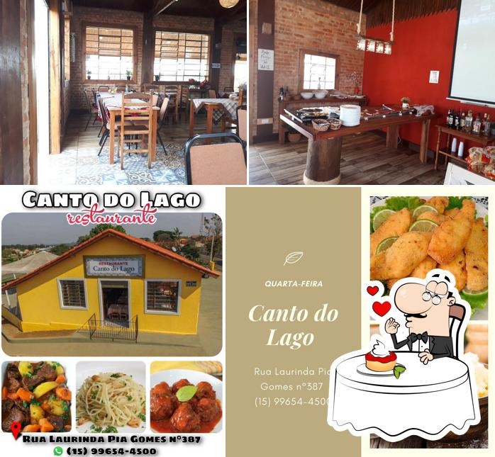 Restaurante Canto do Lago oferece uma escolha de pratos doces