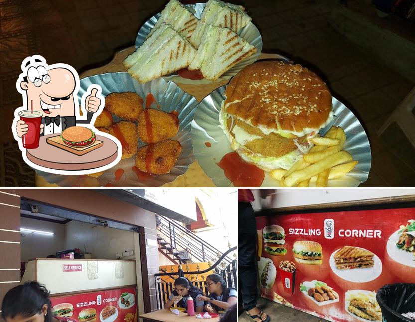 Order a burger at Sizzling Corner