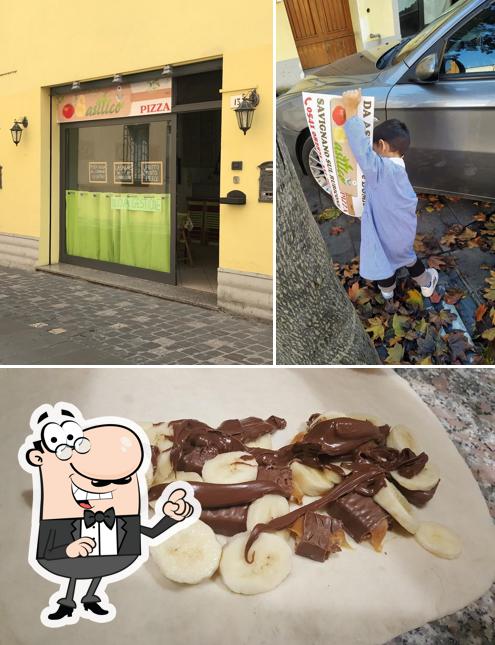 Tra le varie cose da Pizzeria O'Basilico si possono trovare la esterno e cibo