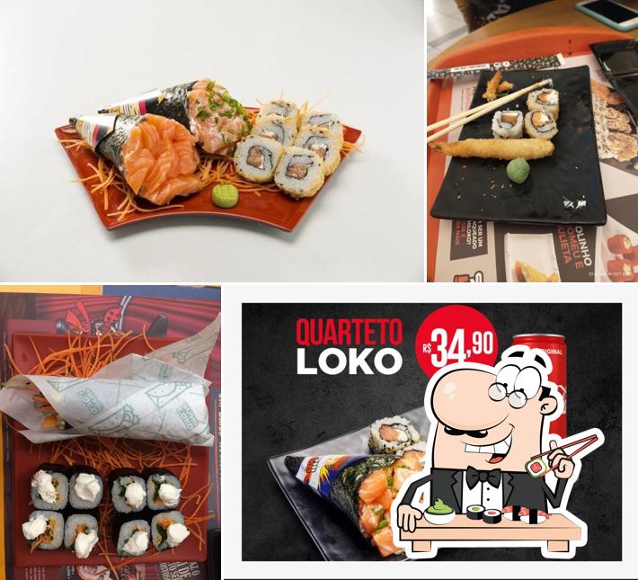 Rolos de sushi são oferecidos por Sushiloko Deck Norte