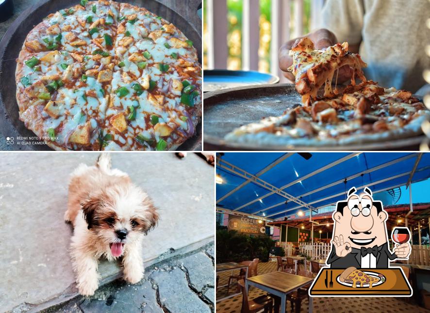 Try out pizza at The Pup Cafe