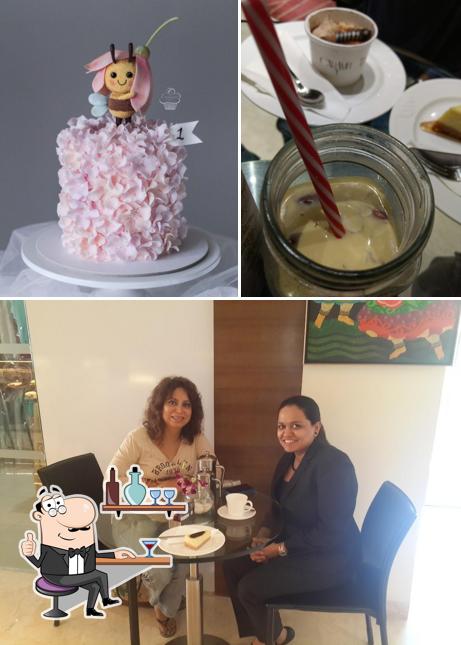 Check out the picture displaying interior and beverage at Caramel - Patisserie Restaurant