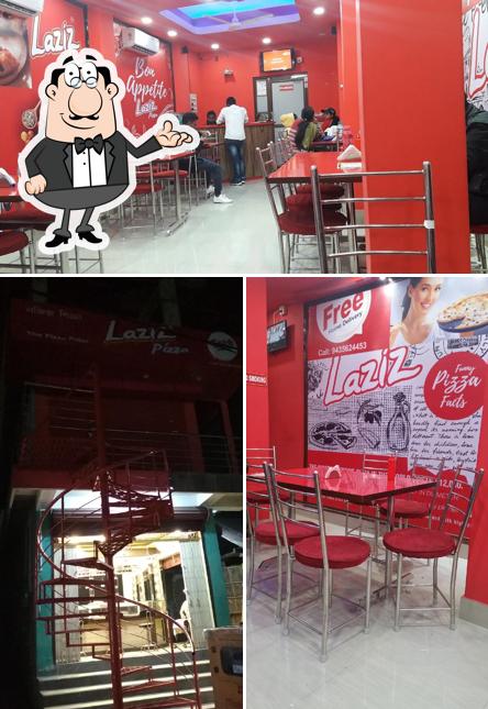 The interior of Laziz Pizza