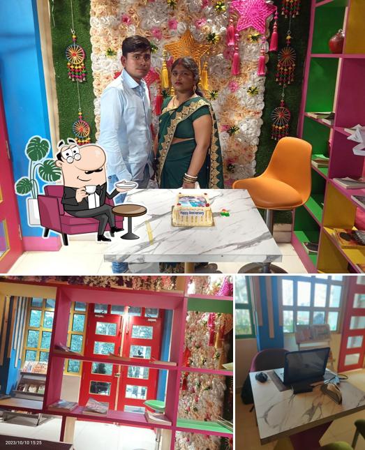 The restaurant's interior and food