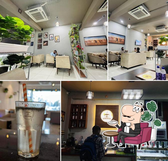 The interior of Cafe aroma mocha