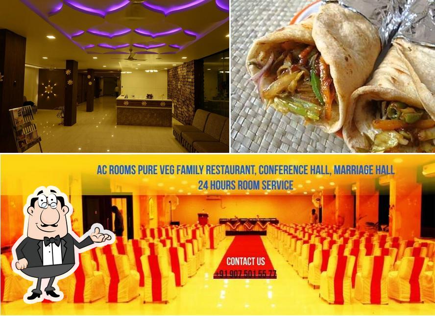 The restaurant's interior and food