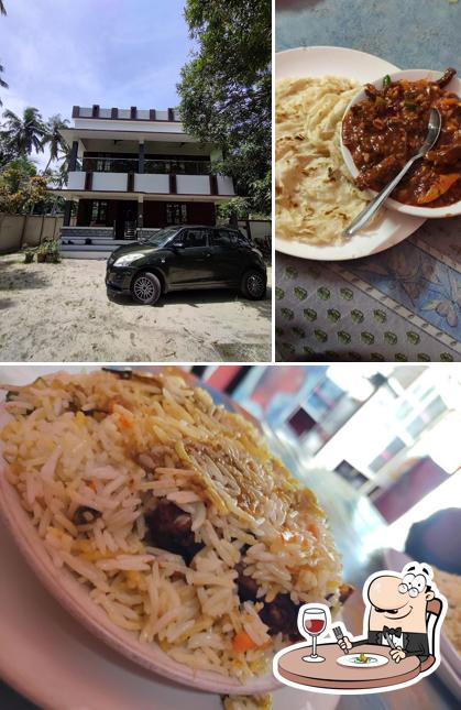 Take a look at the picture displaying food and exterior at Hotel Halwa