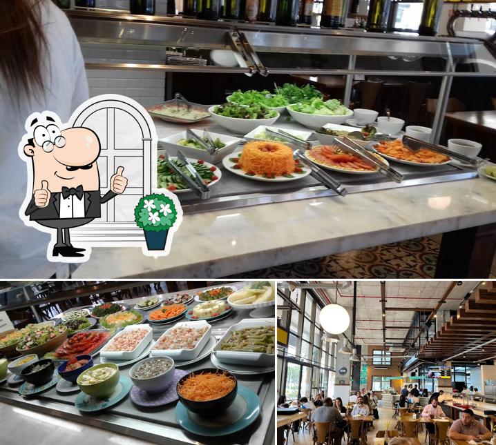 Esta é a ilustração ilustrando exterior e comida no Bar e Restaurante Prato Food Hall