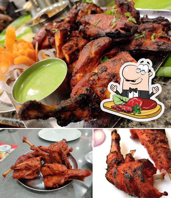 Vairamaligai Rooftop Restaurant serves meat meals
