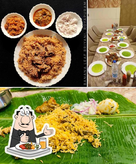 Among different things one can find food and dining table at Banana Leaf Biryani & Catering