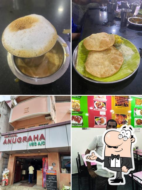 Take a look at the picture depicting interior and food at Udupi Hotel Anugraha