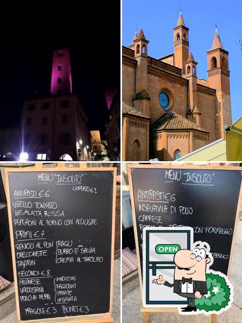 La esterno e lavagna del ristorante