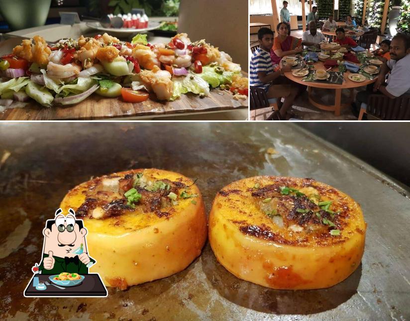 The restaurant's food and dining table