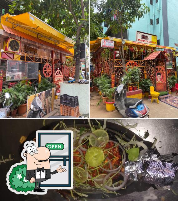The photo of Mama’s Dhaba’s exterior and food