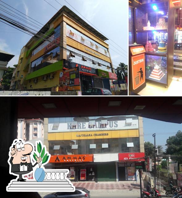 Check out the image showing exterior and interior at Amma's Pastries