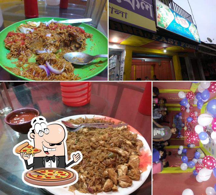 Try out pizza at K K Fast Food