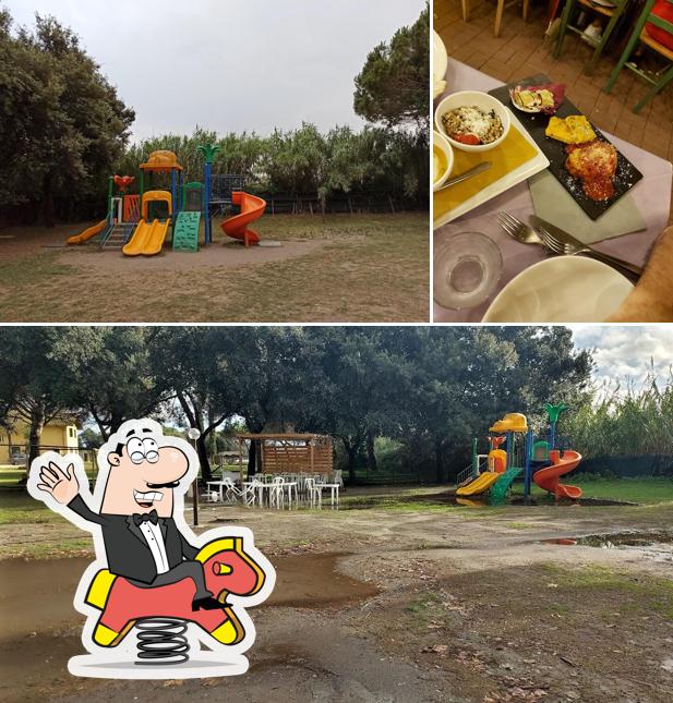 La area giochi e cibo del ristorante