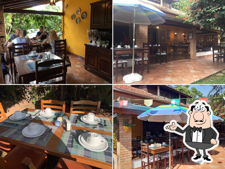 Sente em uma das mesas no Bela Eva Café