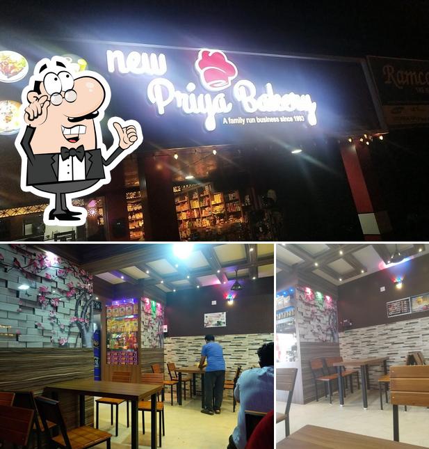 The interior of New Priya Bakery