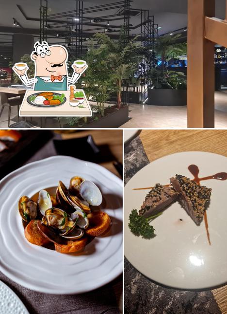 La cibo e interni del ristorante La cibo e interni del ristorante