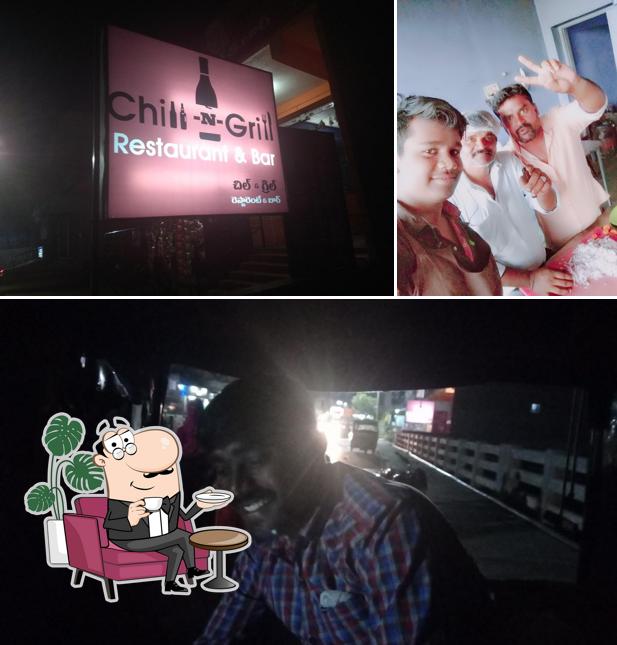 The picture of interior and cake at Chill And Grill Restaurant And Bar