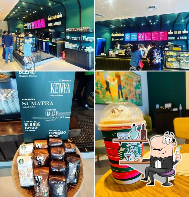 This is the photo showing interior and food at Starbucks