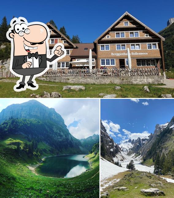 Goditi la vista dall'area esterna di Berggasthaus Bollenwees AG