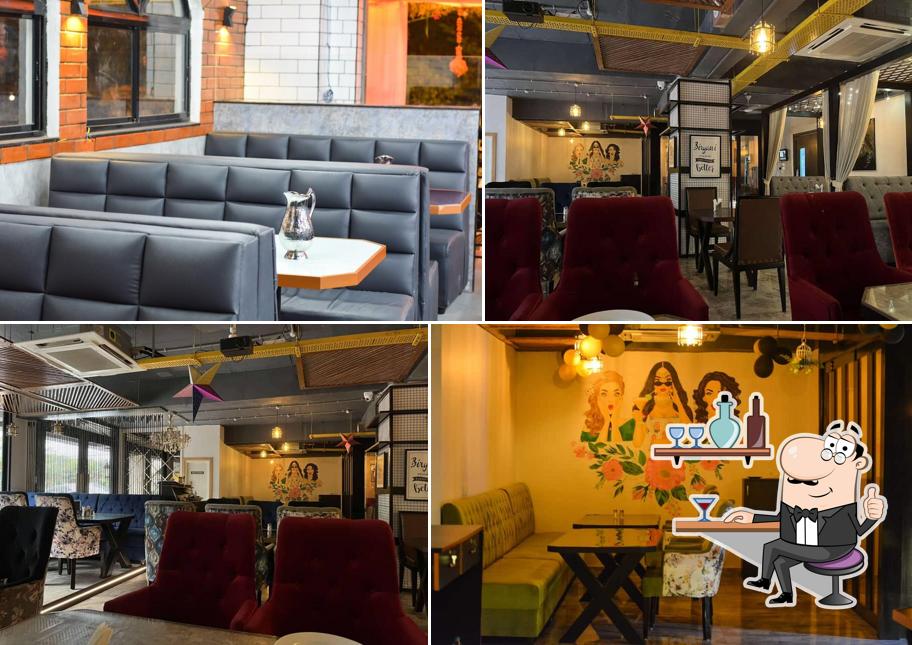 Take a seat at one of the tables at Biryani Times