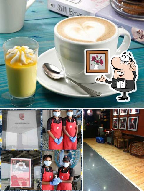 Check out the picture showing interior and exterior at Cafe Coffee Day