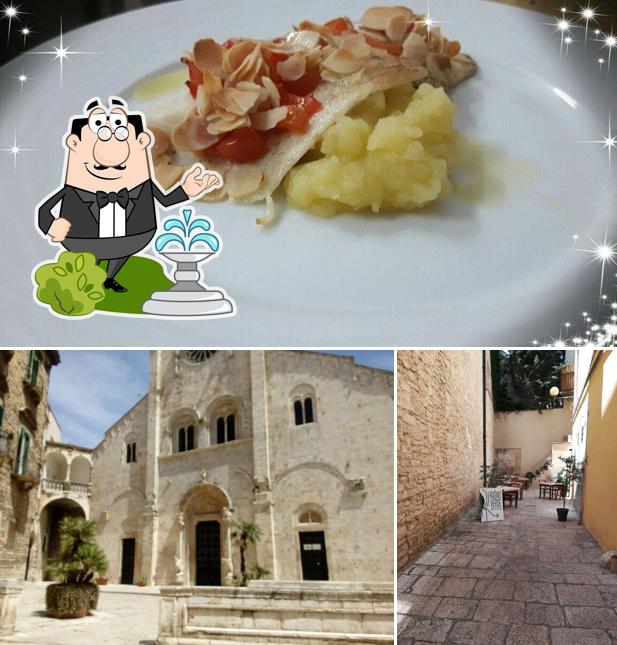 La esterno e cibo del ristorante