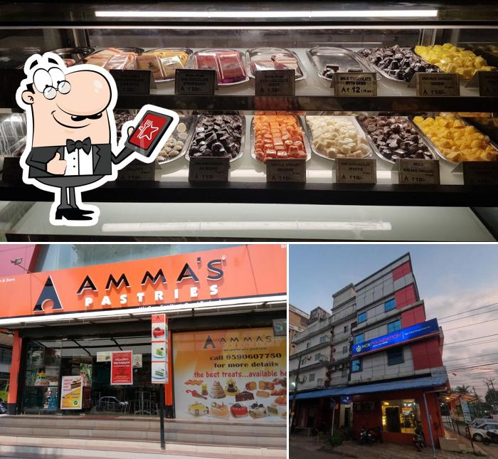 This is the picture displaying exterior and food at Amma's Pastries