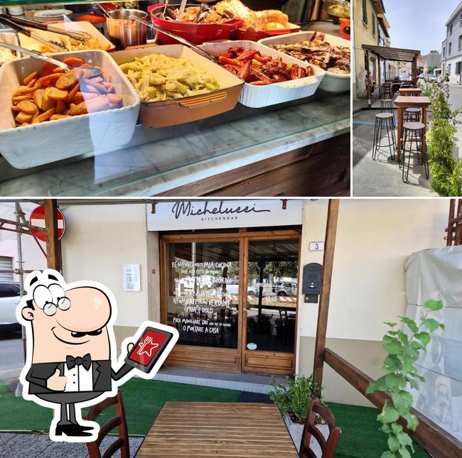 La esterno e cibo del ristorante