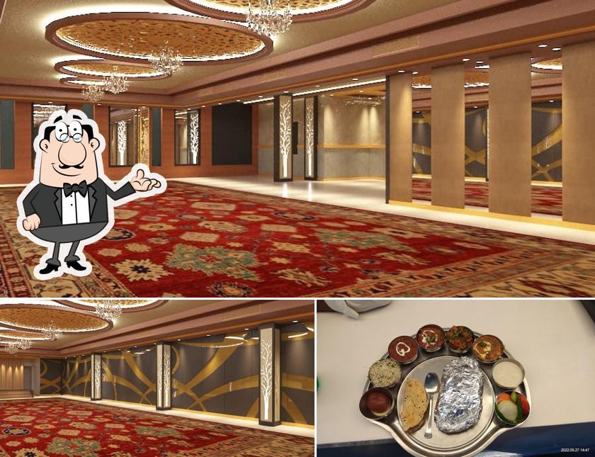 Take a look at the image displaying interior and food at Keshari Food Plaza & Banquet