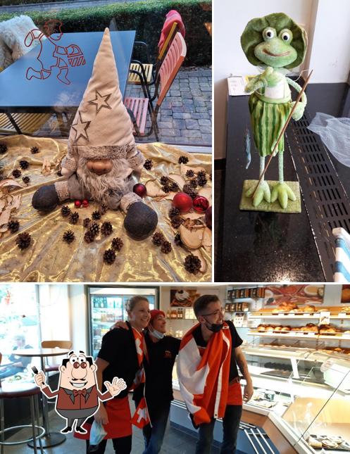 Dai un’occhiata alla foto che mostra la cibo e interni di Café Bäckerei Frei