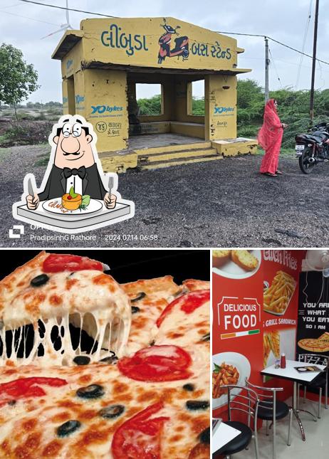 The picture of food and exterior at Italian Slice Pizzeria