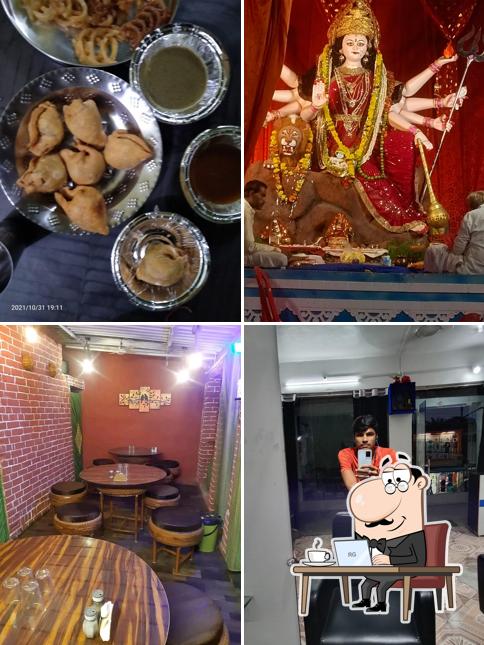 Among various things one can find interior and food at Haweli family restaurant