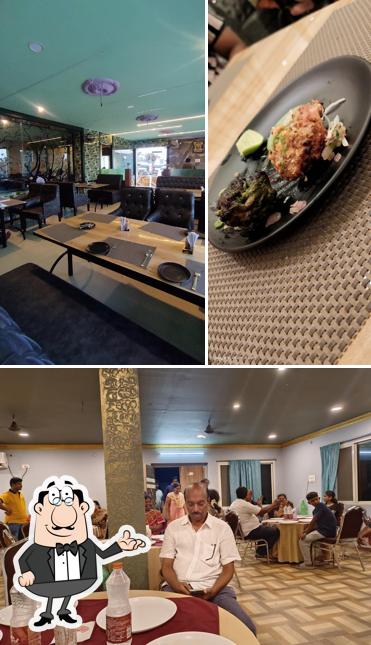 The restaurant's interior and food