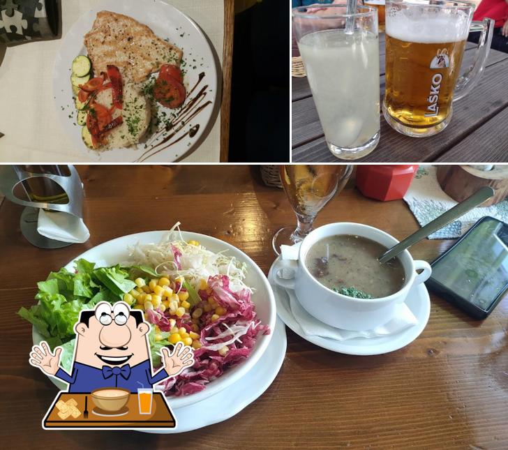 Questa è la immagine che presenta la cibo e birra di Gostilna In Pizzeria Grajska Preža