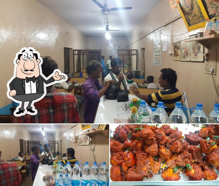 This is the image depicting interior and food at Paris Biryani Paradise