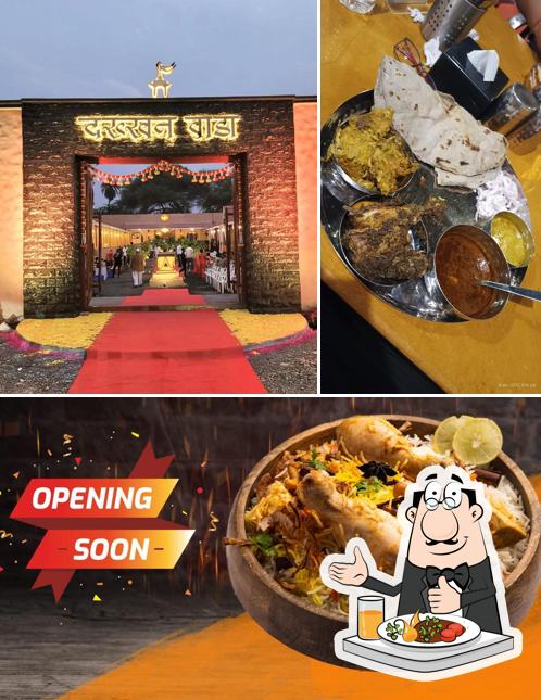 Among different things one can find food and exterior at Hotel Dakkhan Wada