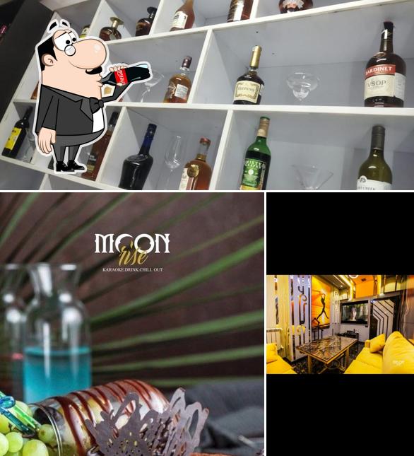 This is the picture depicting drink and interior at Moon Rise Bar