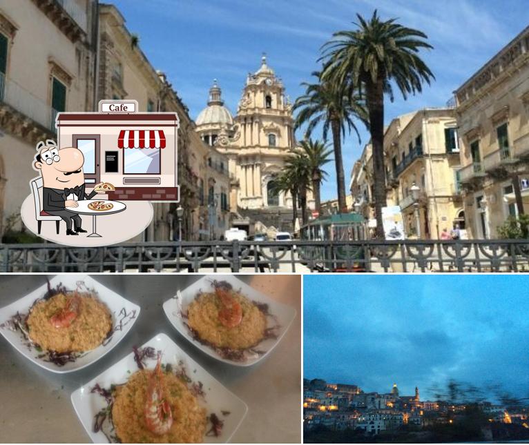 La esterno e cibo del ristorante